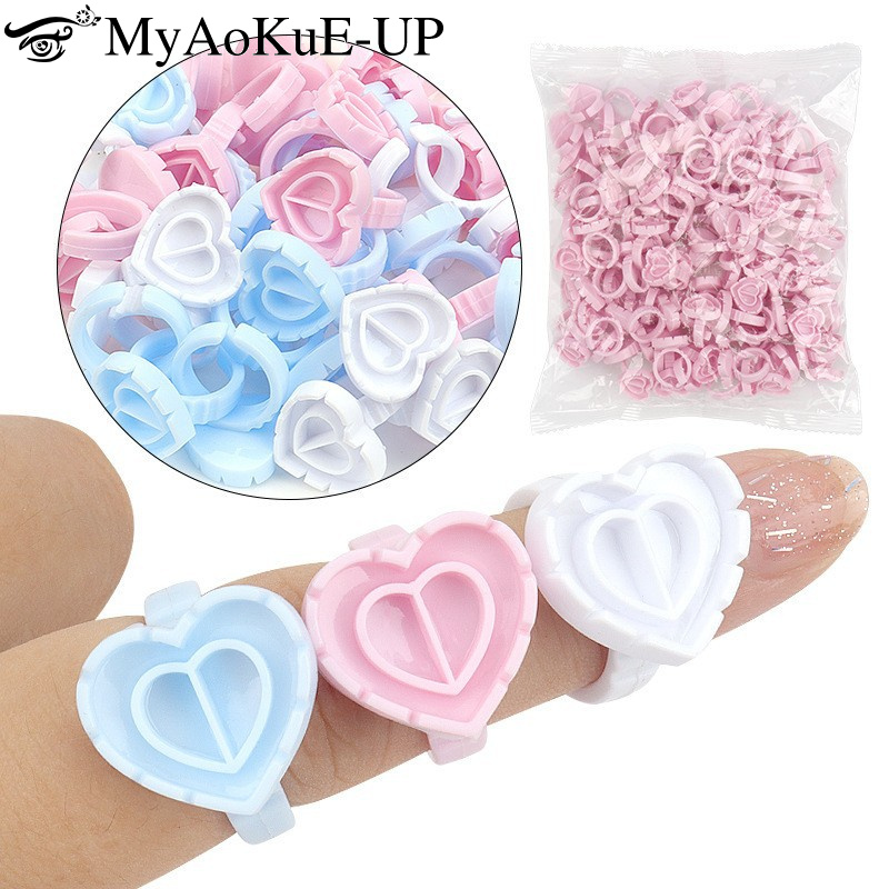 Eyelash Extension Jakarta - 100Pcs Disposable Glue Ring Holder Eyelash