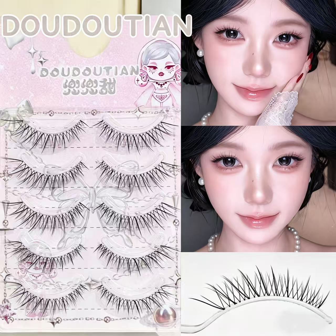 Doudoutian 5 Pairs Fox Eyelash - Eyelash Extension Douyin 리뷰 및 가격