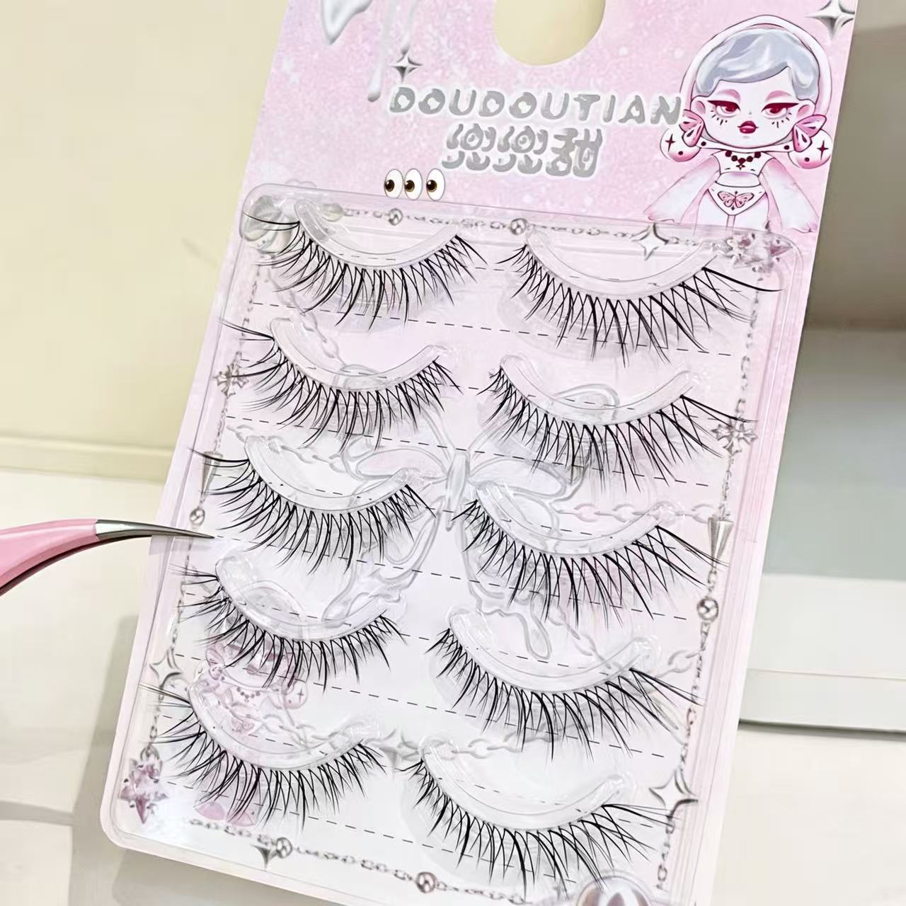 Doudoutian 5 Pairs Fox Eyelash - Eyelash Extension Douyin 리뷰 및 가격
